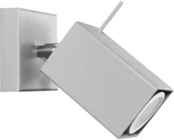 Sollux Grauer Wandspot eckig GU10 verstellbar Wandleuchte Flur* Spots|Wandleuchten