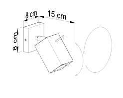 Sollux Grauer Wandspot eckig GU10 verstellbar Wandleuchte Flur* Spots|Wandleuchten