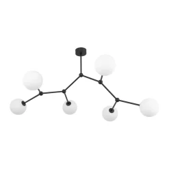 Discount TK Lighting Große Deckenlampe Metall Glas 6-flammig 105 cm lang