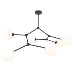 Discount TK Lighting Große Deckenlampe Metall Glas 6-flammig 105 cm lang