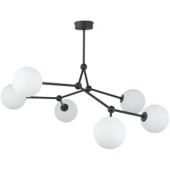 Discount TK Lighting Große Deckenlampe Metall Glas 6-flammig 105 cm lang