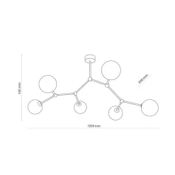 Discount TK Lighting Große Deckenlampe Metall Glas 6-flammig 105 cm lang