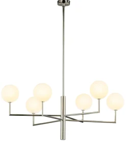 Clearance Jupiter Große Deckenleuchte Glas Nickel G9 6-flammig Modern