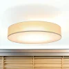 TK Lighting Große Deckenleuchte Stoff Leinen Ø 78 cm rund Grau-Beige* Moderne Lampen|Wohnzimmerlampen