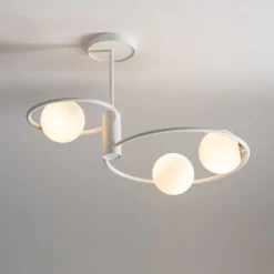 Sigma Große Deckenleuchte Weiß Metall Glas B:64 cm G9 Modern* Deckenleuchten|Kugellampen