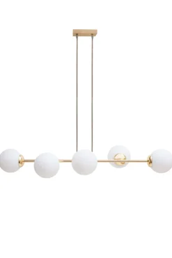 Discount Belis Große Hängelampe blendarm Glas Metall 100 cm E27 Gold