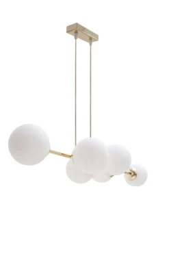 Discount Belis Große Hängelampe blendarm Glas Metall 100 cm E27 Gold