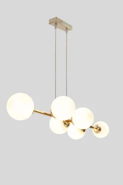 Discount Belis Große Hängelampe blendarm Glas Metall 100 cm E27 Gold