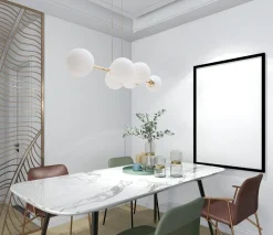 Discount Belis Große Hängelampe blendarm Glas Metall 100 cm E27 Gold