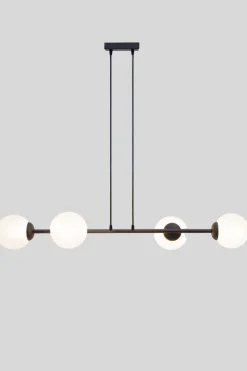 Belis Große Hängelampe blendarm Glas Metall 85 cm E27 Schwarz* Hängelampen|Bürolampen