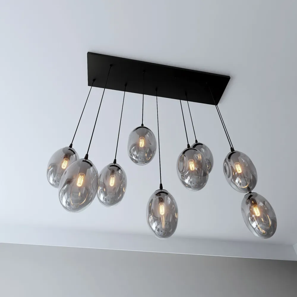 Sale Emibig Große Hängeleuchte Glas Schirme9x E14 100 cm dekorativ