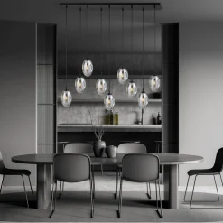 Sale Emibig Große Hängeleuchte Glas Schirme9x E14 100 cm dekorativ