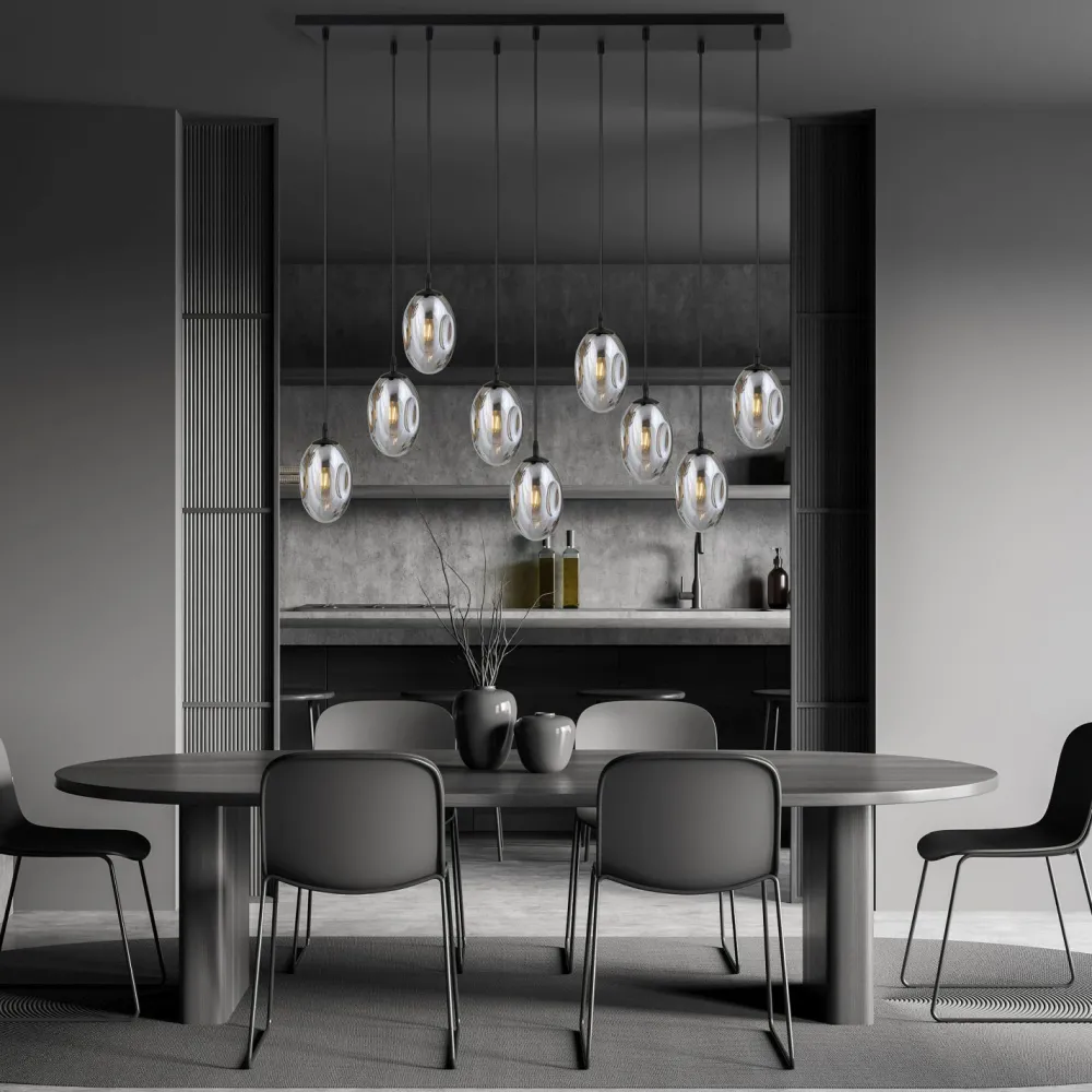 Sale Emibig Große Hängeleuchte Glas Schirme9x E14 100 cm dekorativ