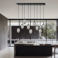 Sale Emibig Große Hängeleuchte Glas Schirme9x E14 100 cm dekorativ