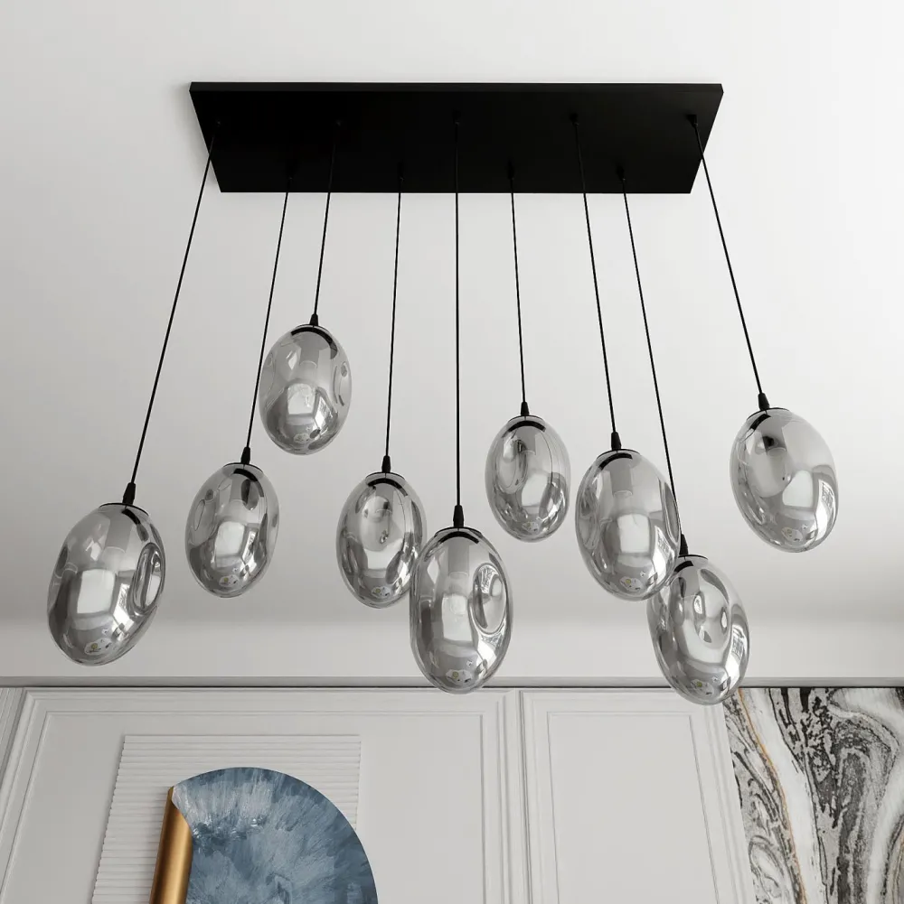 Sale Emibig Große Hängeleuchte Glas Schirme9x E14 100 cm dekorativ