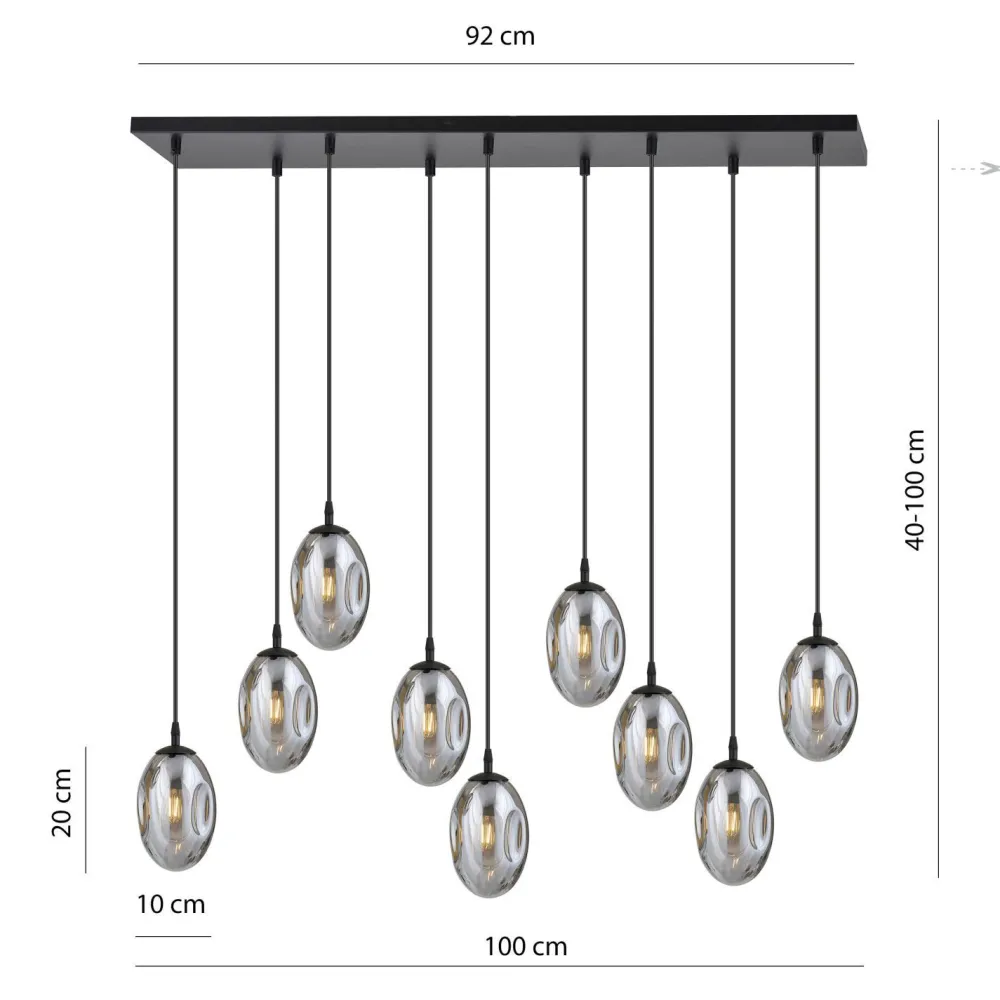 Sale Emibig Große Hängeleuchte Glas Schirme9x E14 100 cm dekorativ