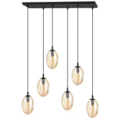 Best Emibig Große Hängeleuchte Glas 6x E14 70 cm länglich CARLU