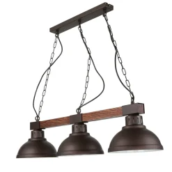 Best Luminex Große Hängeleuchte 3xE27 L:72cm Echt Holz HAKON