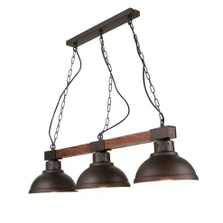 Best Luminex Große Hängeleuchte 3xE27 L:72cm Echt Holz HAKON