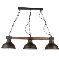 Best Luminex Große Hängeleuchte 3xE27 L:72cm Echt Holz HAKON