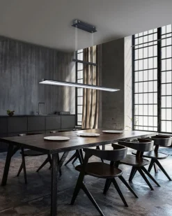 Trio Reality Große LED Hängelampe Metall Glas Touch Dimmer Schwarz* Wohnzimmerlampen|Metall Lampen