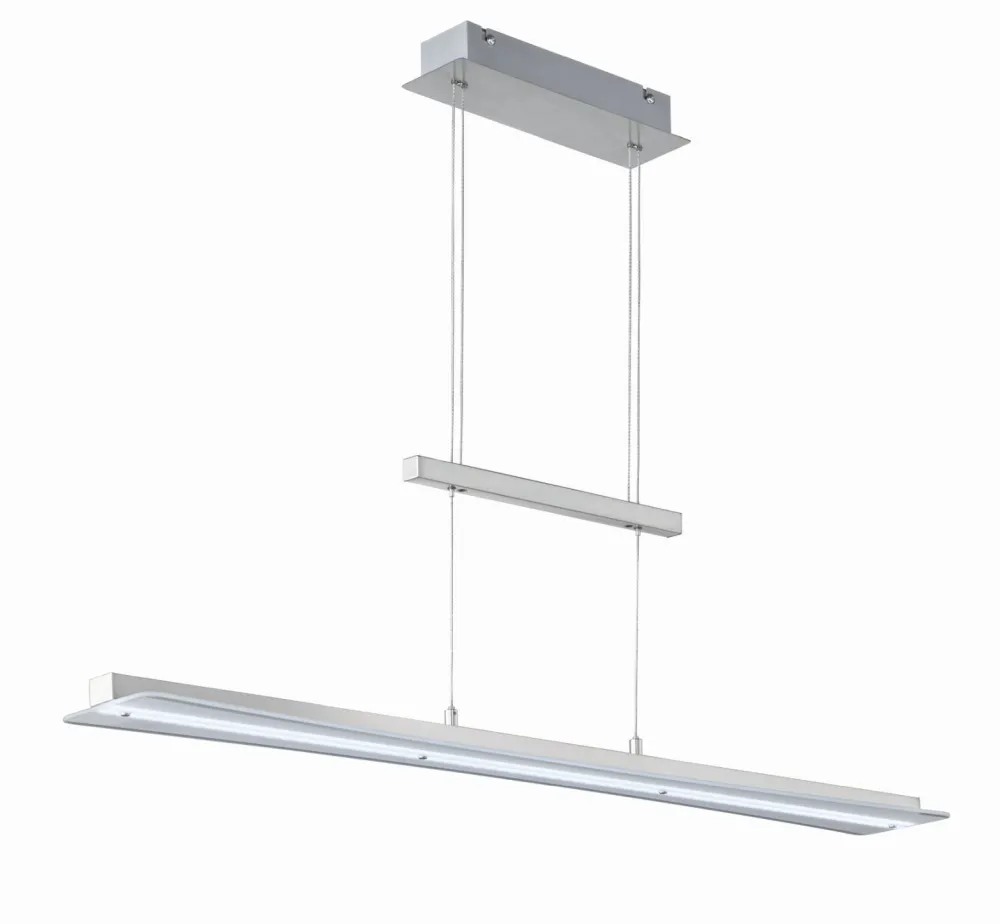 Trio Reality Große LED Hängeleuchte Metall Glas Touch Dimmer Nickel* Hängelampen|Bürolampen