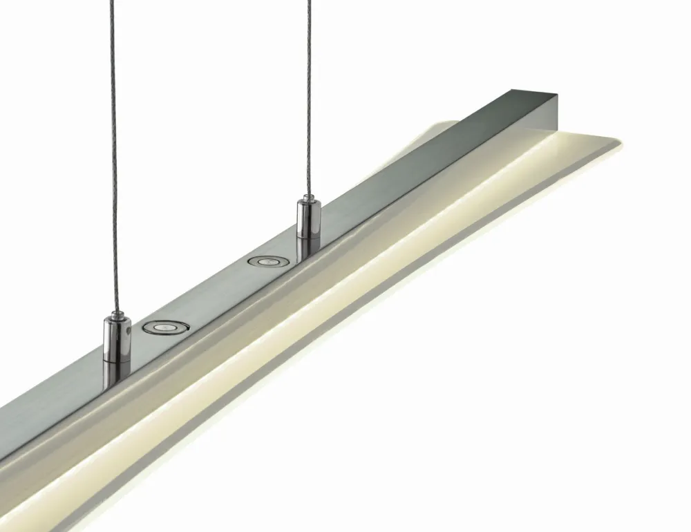Trio Reality Große LED Hängeleuchte Metall Glas Touch Dimmer Nickel* Hängelampen|Bürolampen