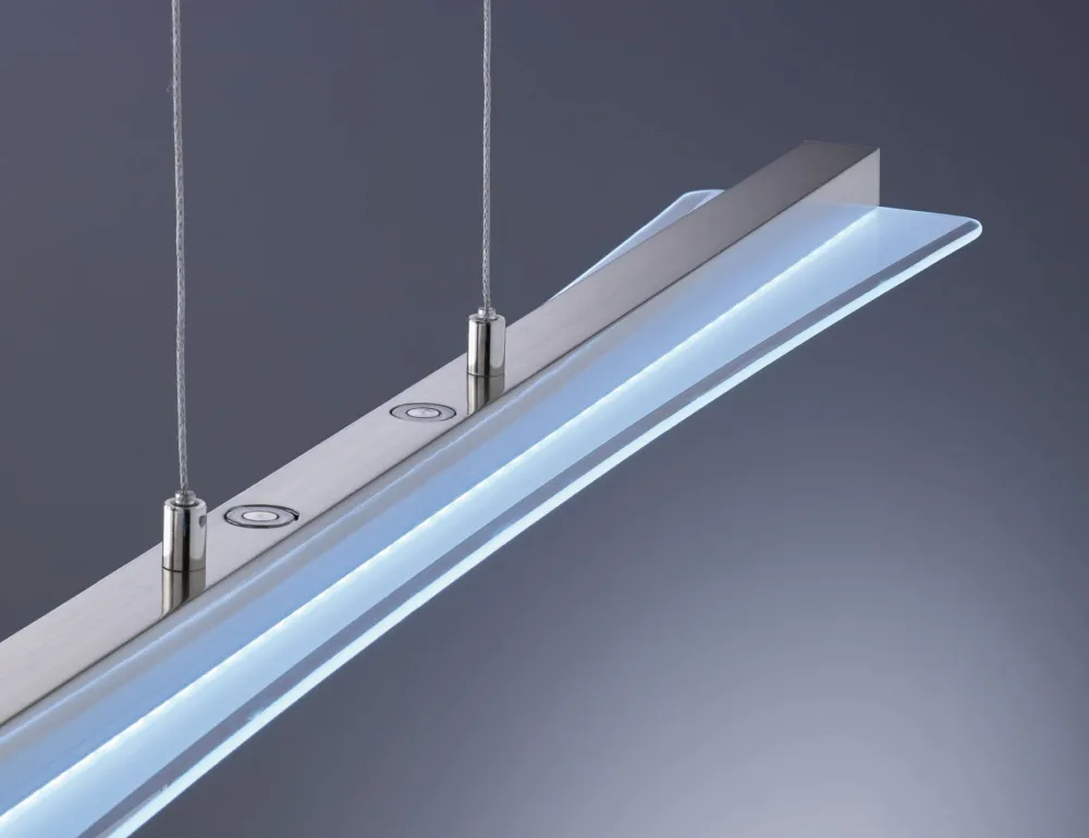 Trio Reality Große LED Hängeleuchte Metall Glas Touch Dimmer Nickel* Hängelampen|Bürolampen