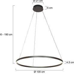Steinhauer Große LED Pendelleuchte Schwarz Ø100 cm 80 W 2700 K* Hängelampen|Led Lampen