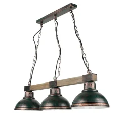 Luminex Große Pendelleuchte 3-flmg mit Holz Vintage HAKON* Hängelampen|Esszimmer Lampen