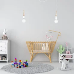 Hot Belis Große Spider Pendelleuchte Holz Metall E27 400 cm Weiß