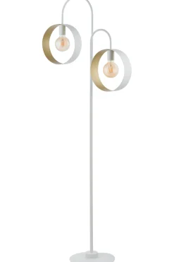 Discount Sigma Große Stehlampe Metall 164 cm Weiß Gold Ringe dekorativ