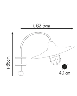 Andromeda Große Wandlampe außen Messing Glas E27 IP54 H: 65 cm* Außenwandleuchten|Gartenlaternen