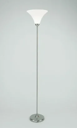 Best Berliner Messingleuchten Großer Deckenfluter Glas Messing in Nickel E27 181 cm