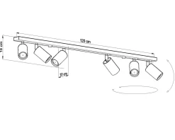 Sale Sollux Großer Deckenstrahler ETNA 120 cm lang Metall 6x