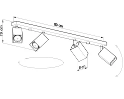 Sollux Großer Deckenstrahler Weiß 80 cm lang Metall FALERIA* Wohnzimmerlampen|Moderne Lampen