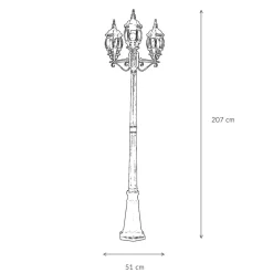 Discount Easylight Großer Kandelaber BREST Gold Antik 3xE27 2,1m hoch