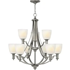 Elstead Großer Kronleuchter Glas Schirm verstellbar bis 3,9m* Hängelampen|Jugendstil Lampen