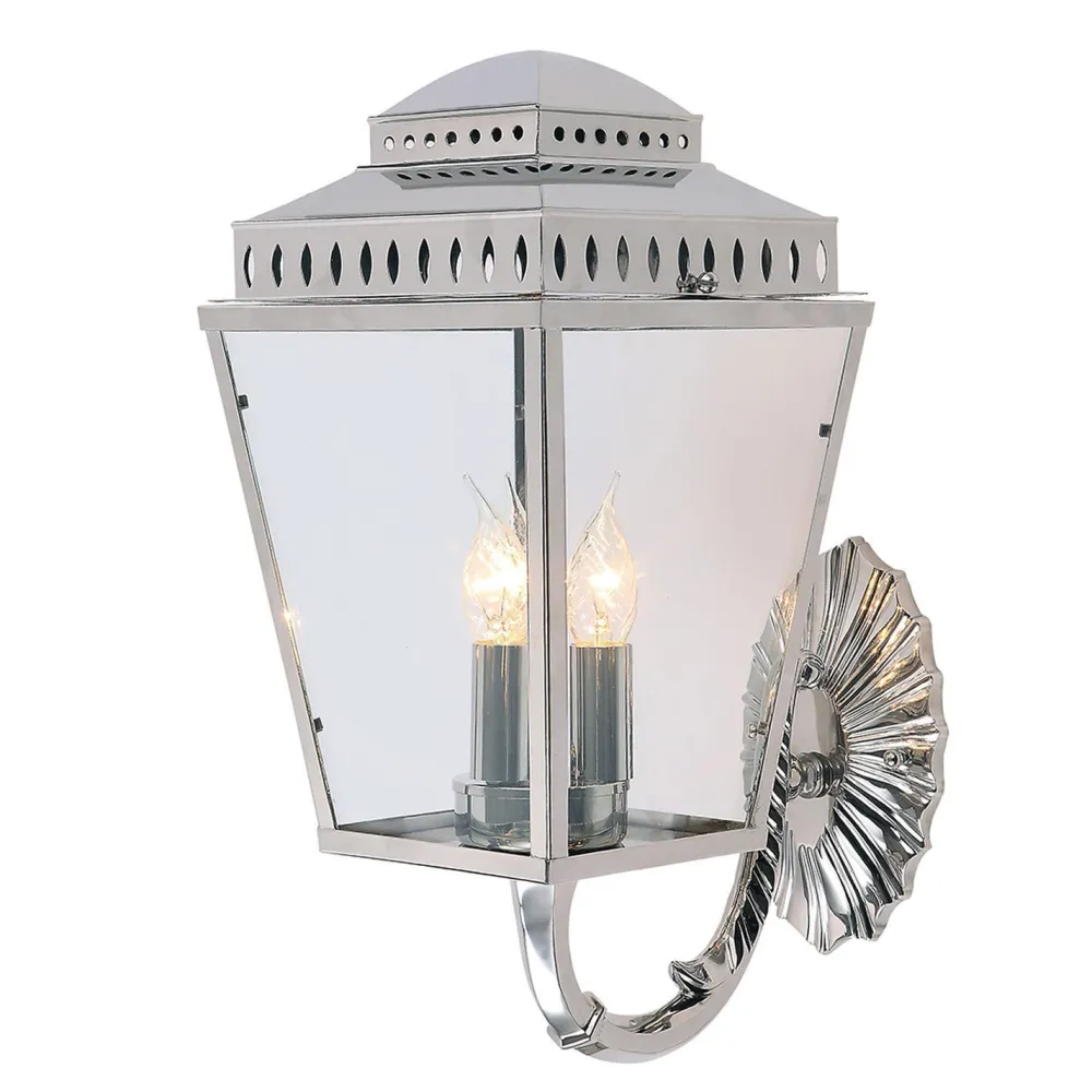 Hot Elstead Handgefertigte Außenwandleuchte Messing in Nickel