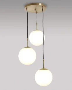 New Giovanni Battista Handgefertigte Hängeleuchte Glas Kugel Echt-Messing