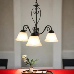 Easylight Höhenverstellbare Hängeleuchte mit Glasschirm rustikal in Weiß* Hängelampen|Esszimmer Lampen