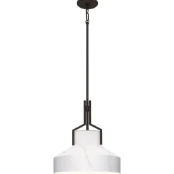 Best Elstead Hängelampe Alabaster Optik D: 37 cm in Bronze Antik Weiß