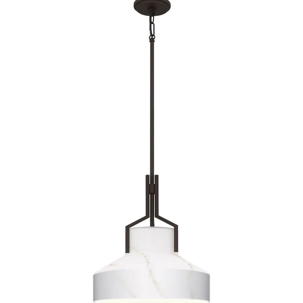 Best Elstead Hängelampe Alabaster Optik D: 37 cm in Bronze Antik Weiß