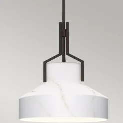 Best Elstead Hängelampe Alabaster Optik D: 37 cm in Bronze Antik Weiß