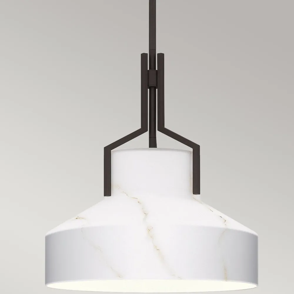 Best Elstead Hängelampe Alabaster Optik D: 37 cm in Bronze Antik Weiß