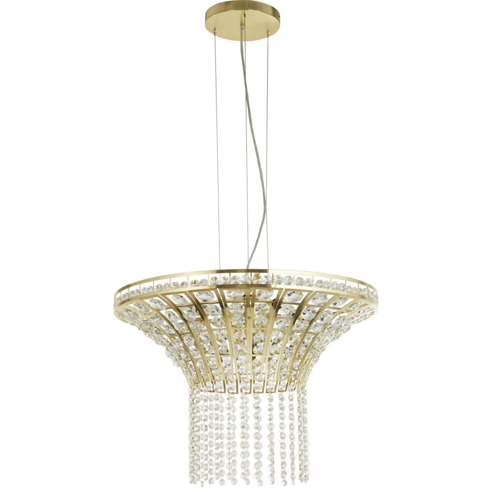 Searchlight Hängelampe Art Déco Ø 60 cm Kristall Metall 8x G9 in Messing* Hängelampen|Wohnzimmerlampen