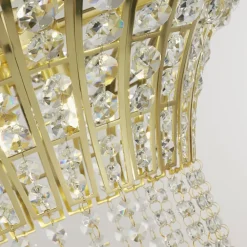 Searchlight Hängelampe Art Déco Ø 60 cm Kristall Metall 8x G9 in Messing* Hängelampen|Wohnzimmerlampen