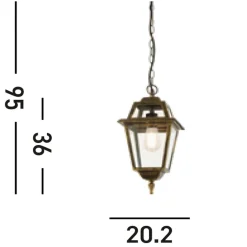 Searchlight Hängelampe Außen Aluminium Glas B:20,2 cm E27 Vintage* Metall Lampen|Vintage Lampen