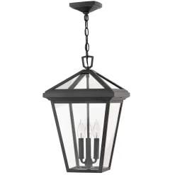 Elstead Hängelampe außen Schwarz 30,5 cm breit IP44 E14 Alu Glas* Vintage Lampen|Industrie Lampen