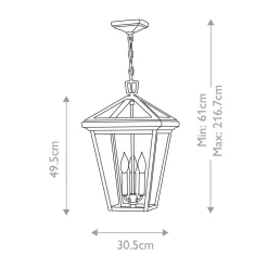 Elstead Hängelampe außen Schwarz 30,5 cm breit IP44 E14 Alu Glas* Vintage Lampen|Industrie Lampen